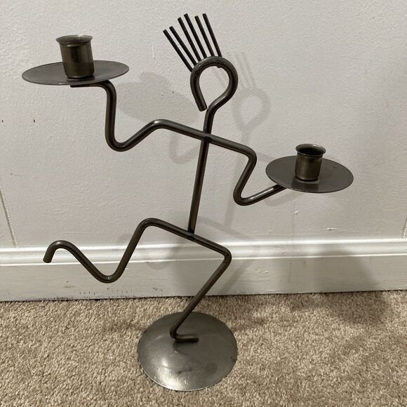 Unbranded Other - VTG 1980s 90s Postmodern Rebar Man Candle Holder running taper memphis wiggly